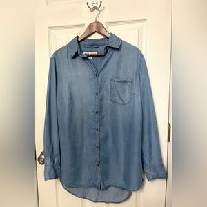 Ava and Viv Blue Chambray Button-Down Long Sleeve Tunic Shirt Size 1 X